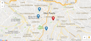 Mapa de cafeterias em São paulo